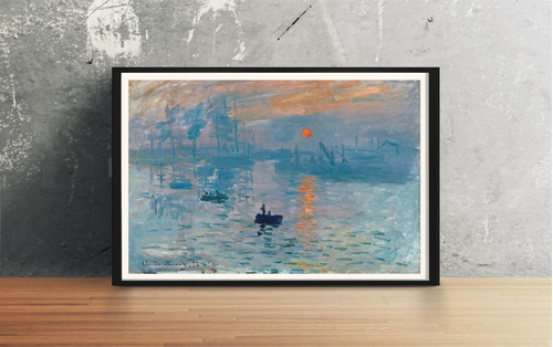 Cuadro Con Marco Arte Impresión Sol Naciente Monet 30x40 Cm