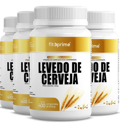 4 Potes Levedo De Cerveja Complexo B 500mg 400cpr Fitoprime