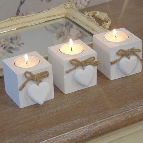 Imagen 2 de 5 de Porta Velas Decorados En Madera Mdf 6x6 Cm