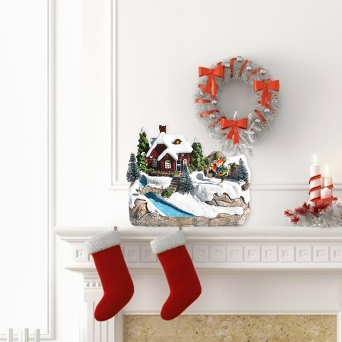 Small Christmas Scene House Decoration Resin Winter Estilo A