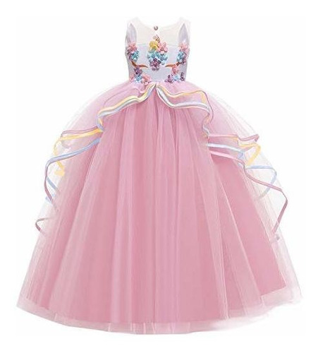 Niñas Unicornio Vestido Rainbow Fancy Princess Traje T...