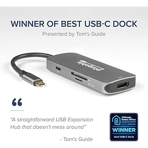 Hub Usb-c 7 En 1 Plugable, Hub Usb-c Sin Controladores