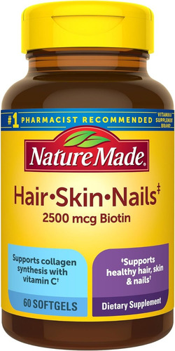 Biotina 2500 Mcg Cabello, Piel Y Uñas Nature Made 60 Softgel