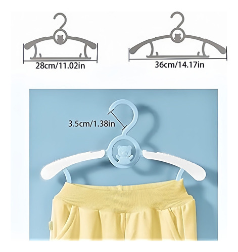 20pcs Ganchos Ropa Moda Niños Bebes Perchera Durable Amarillo