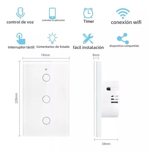 Switch Interruptor Wifi Sin Neutro 2 Vias Alexa , Google Hom