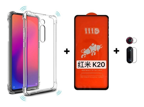 Estuche + Vidrio Templado 111d + Vidrio Cámara Xiaomi Mi 9t