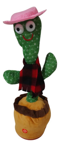 Cactus Bailarín Repite Tu Voz, Luces Y Música Carga Usb Gorro Rosa