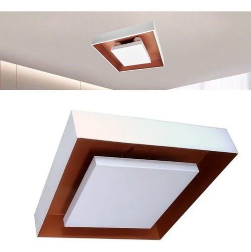 Lustre Plafon Sobrepor Teto Moderno Eclipse Luz Indireta 45c Cor BRANCO E COBRE 110V/220V