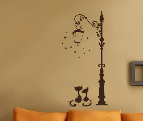 Calcomanías Decorativas Para Pared Gatitos Y Farol Vinilo