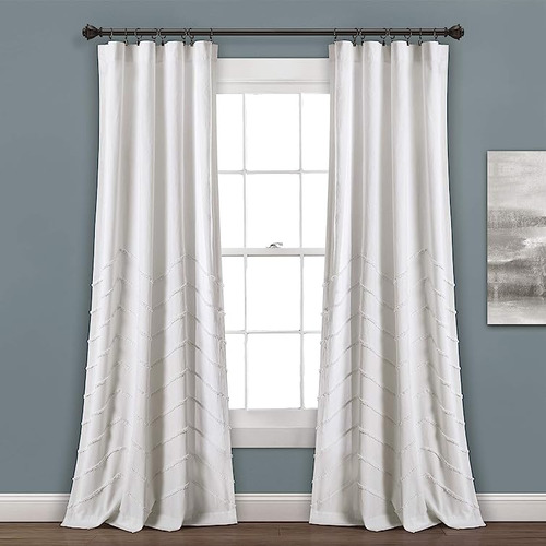 Decor Par Paneles Cortina Ventana Felpilla Blanca 95 X 40 Pu