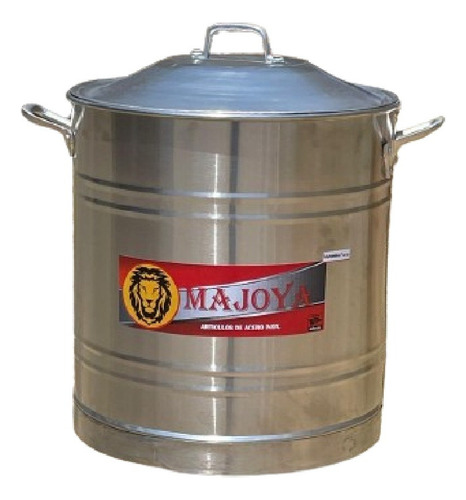 Olla Vaporera Tamalera Reforzada De Acero Inoxidable 35lts. Plateado