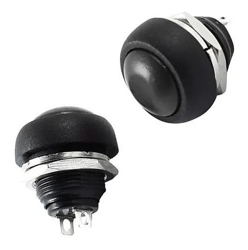 Imagen 3 de 8 de Pulsador Normal Abierto 17.5mm Diam 12mm 1a 250v Negro X 10