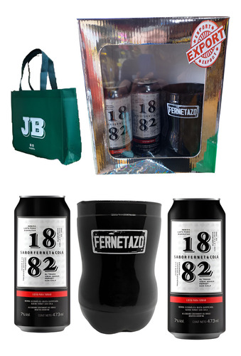 Fernet 1882 Lata X 2 + 1 Fernetazo De Vidrio En Estuche