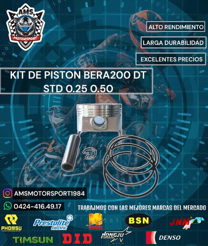 Kit De Piston Bera200 Dt Std 0.25 0.50