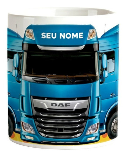 Caneca Caminhão Daf Azul Personalizada Nome Xícara Café  