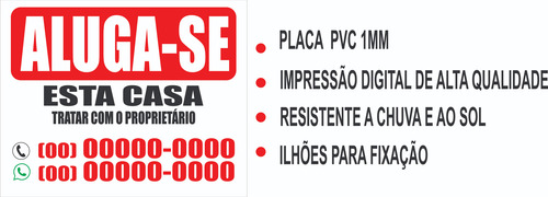 Placa Vende-se Casa, Terreno Ou Aluga-se 40x50cm
