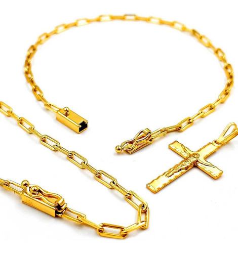 Corrente Cordão Pulseira Pingente Jesus Banhado Ouro 18k Nf