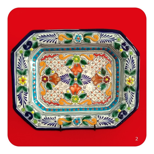 Charola De Talavera Poblana 39x31 Cm Ensaladera Color M2 Chr