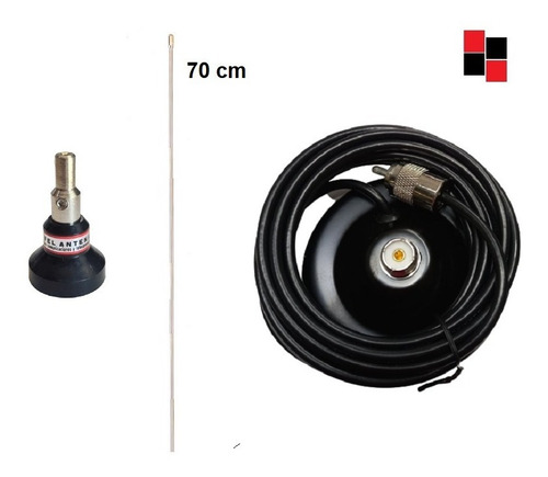 Imagen 2 de 4 de Antena Completa Vhf 1/4 Onda Con Soporte Magnético