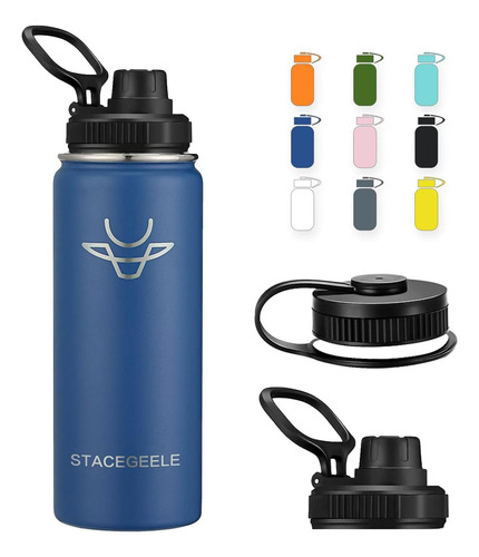 Stacegeele Botella De Agua Aislada Al VacĂo Con Tapa Con Boq