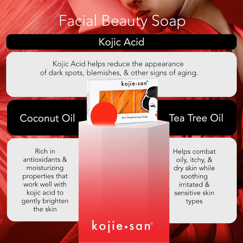 Sabonete Kojie San, Clareador Facial E Corporal Com Ácido Kó