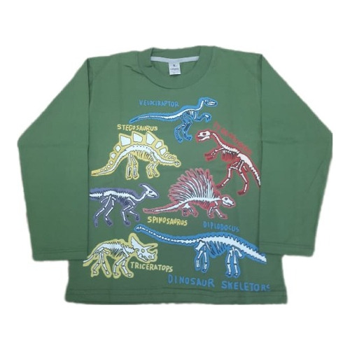 Remera Dinosaurios Brilla En La Oscuridad Niño Manga Larga