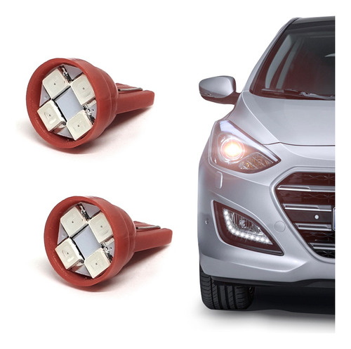 Par Lâmpadas T10 Pingo Peugeot 206 Led Vermelho Lanterna