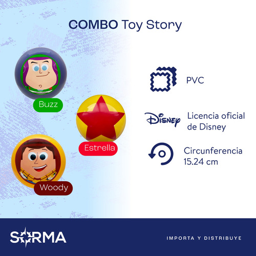 Imagen 2 de 5 de Combo 3 Pelotas Personajes Disney Goma Lic Oficial