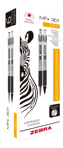Zebra Juego Bolígrafo Y Portaminas Mf-301 Caja 6 Piezas Negro Negro