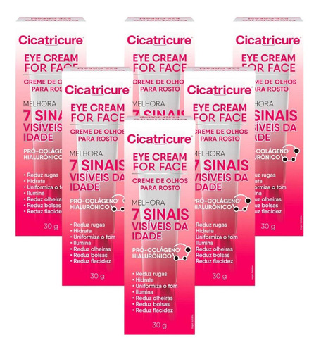 Kit Cicatricure Eye Cream For Face Com 6 Caixas De 30g Cada