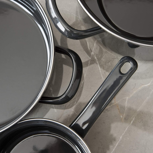 Imagen 6 de 10 de Bateria De Cocina Cinsa 6 Piezas Negro Con Tapa De Vidrio