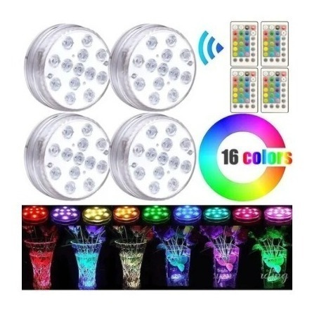 Luces Led Rgb Subacuáticas Con Ventosa Inalámbrica 4 Piezas.