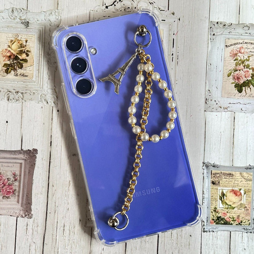 Funda Tpu Transp Con Cadena Torre Eiffel Para Samsung A54 5g