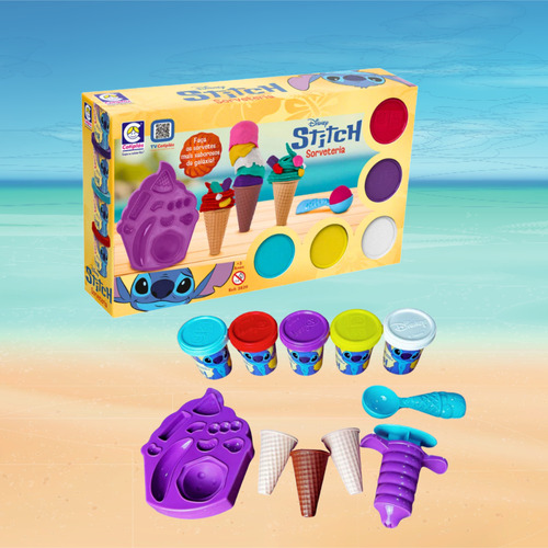 Brinquedo Massinha Sorveteria Do Stitch Com 5 Potes Cotiplás