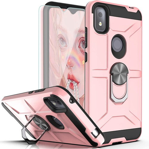 Funda Rosa Para Tcl Revvl 4 Con Protector De Pantalla