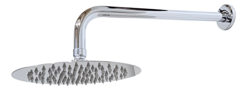 Ducha Redonda Cromada Em Inox 20 Cm Braço 38 Cm De Parede