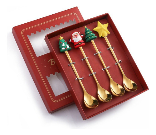 Aehoy 4 Pcs Set De Regalo De Navidad Cubiertos De Cuchara.