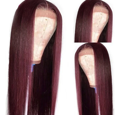 Peluca De Moda For Mujer Con Pelo Largo Y Liso Burdeos