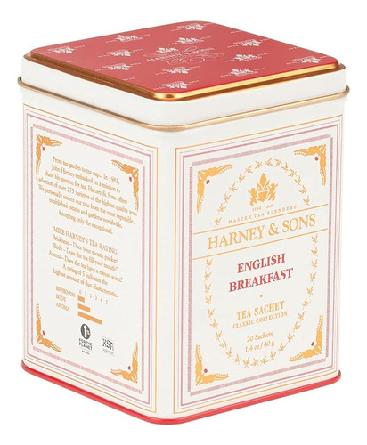 Harney & Sons Té Negro, Desayuno Inglés, 20 Sobres