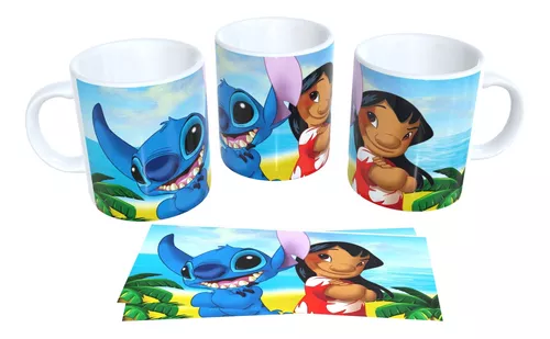 Caneca Porcelana Alça e interior colorido lilo e stitch