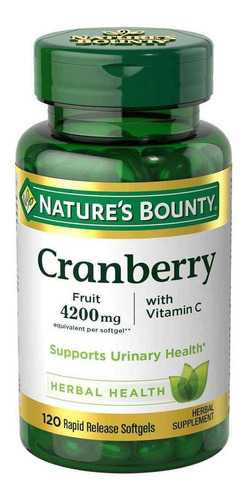 Suplemento em softgels Nature's Bounty  Cranberry concentrado de mirtilo Cranberry em pote de 250mL 120 un