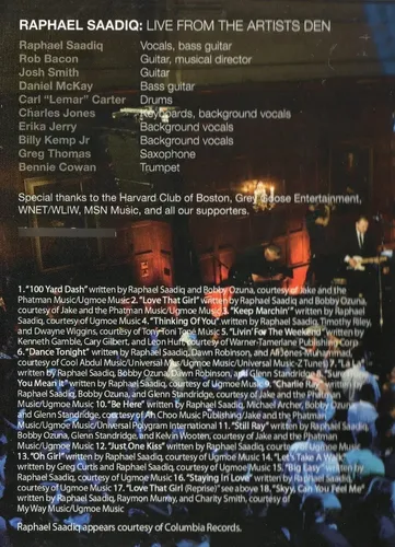 Dvd Raphael Saadiq - Live From The Artist Den (importado