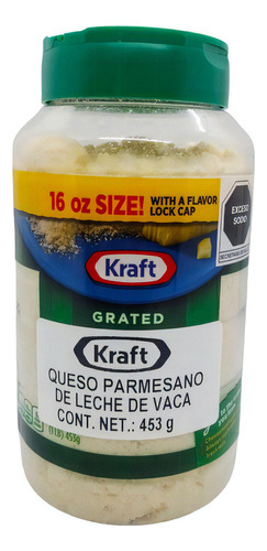 Queso Parmesano Rallado De Leche De Vaca Kraft 453 Gr