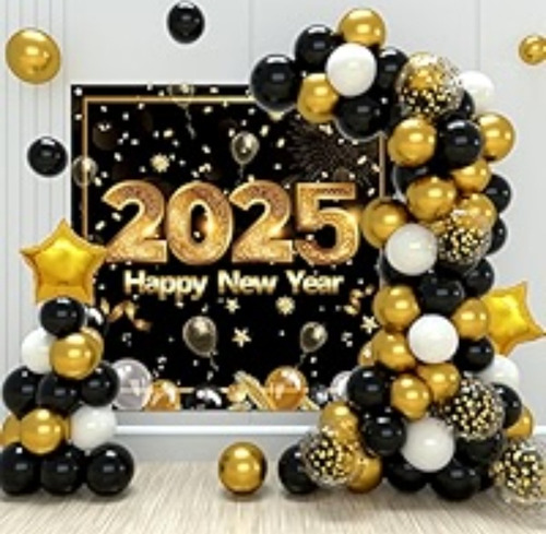 Globo Foil 2025 Corrido Dorado Y Plateado 6 Unidades