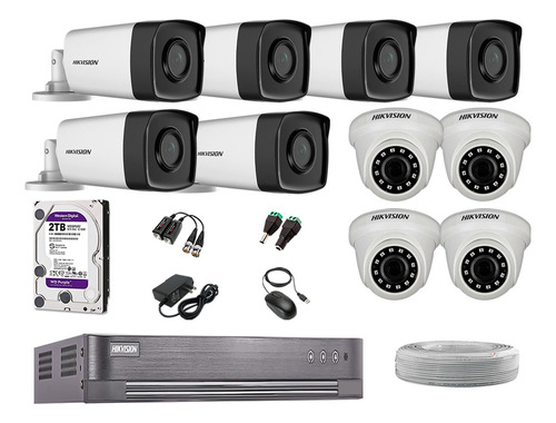 Kit 10 Cámaras Seguridad It3f Hikvision Full Hd 2tb | 40m Ir