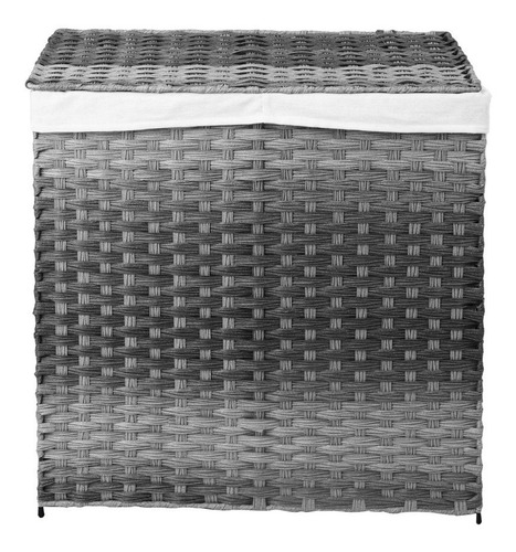 Mu:4life Cesto De Lavandería Rattán 110 L Con Tapa Y Bolsa Color Gris