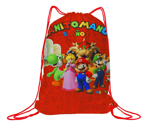 Morral Dulcero Personalizado 50 Pz - Mario Bros Y Sus Amigos