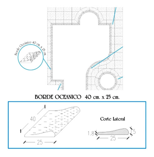 Borde Pileta Piso Atermico Antidelizante Piscina Plano