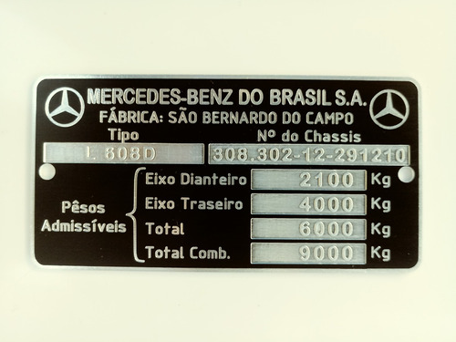 Plaqueta De Capacidades Mercedes Benz L 608 D / 708 E