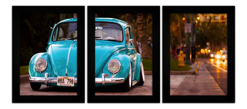 Trio Quadros Decorativos Carro Antigo Vintage Fusca M22